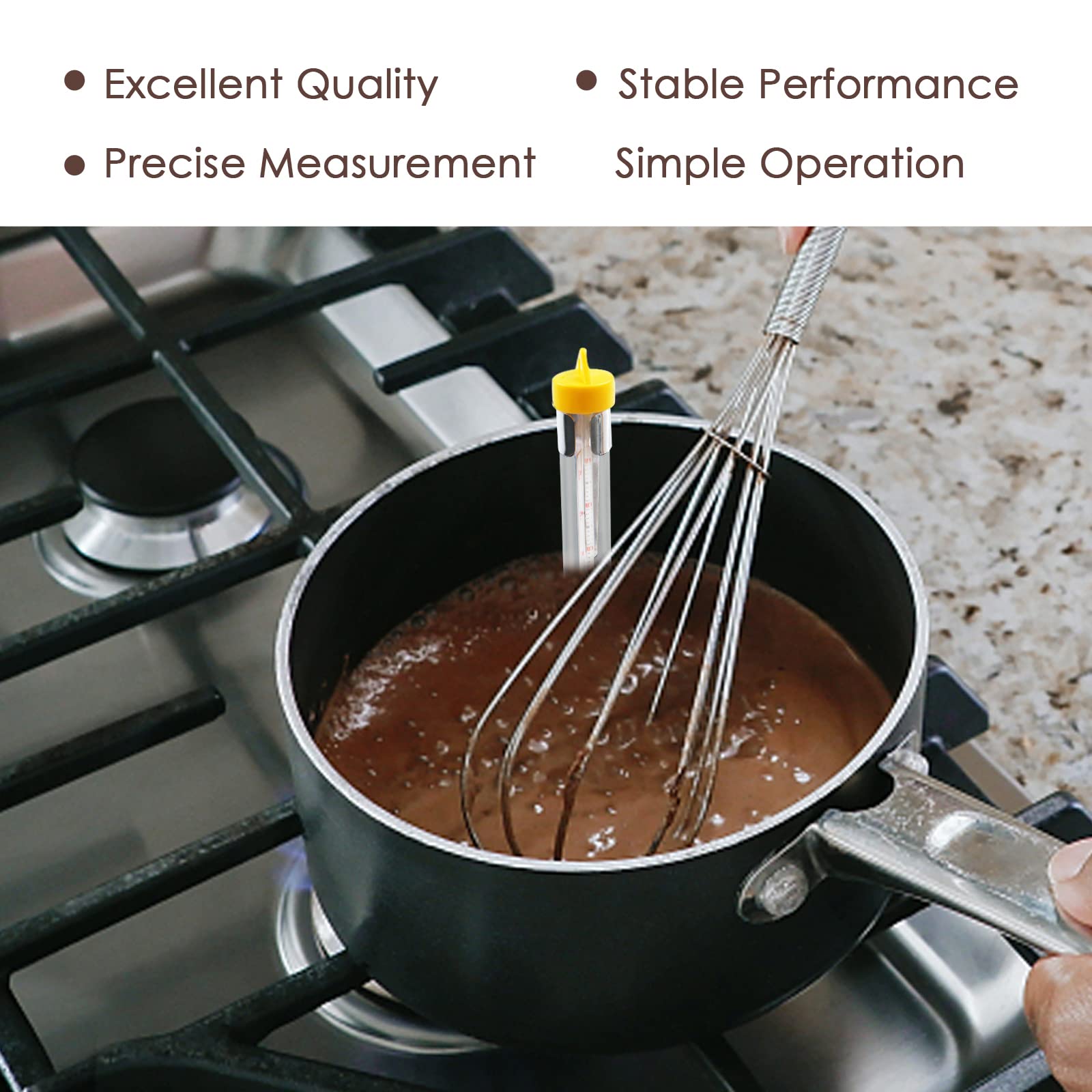 Candy Thermometer Sugar Thermometer With Pot Clip 8 Inches Syrup Thermometer With Hanging Clip Kitchen Accessories For Baking, C